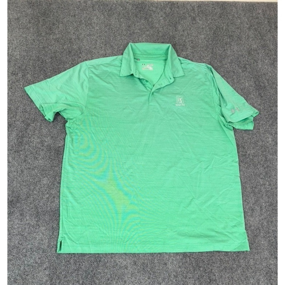 Under Armour  Polo Shirt Mens Green HeatGear Loose Fit Size 2XL W/Tampa Bay Logo